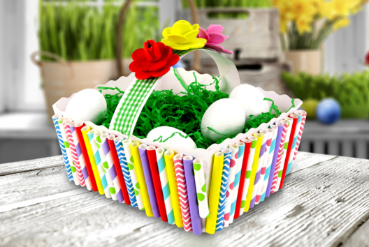 Easter Basket to Decorate with Cardboard Straws - 2 - DIY Easter Crafts - 10doigts.com - DIY Easter Crafts - 10doigts.fr