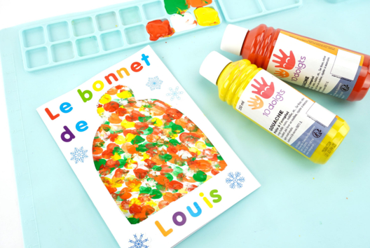 Finger Painting - Winter Hat Card - 1 - Kids Crafts Winter - 10doigts.com - Kids Crafts Winter - 10doigts.fr