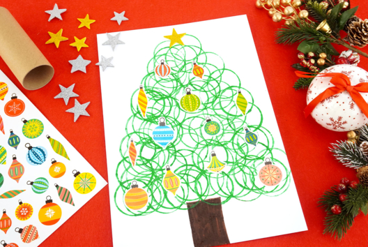 Pintura con rodillo abeto Navidad - Actividades manuales de Navidad - 10doigts.fr