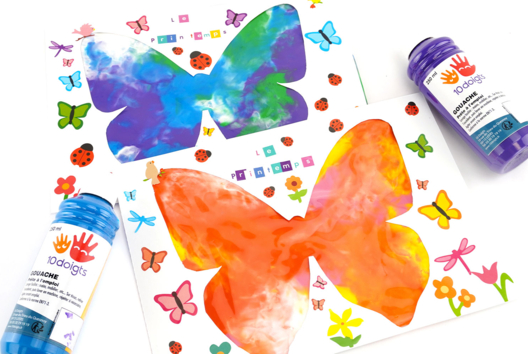 pintura mariposa limpia niño - Actividades manuales Primavera - 10doigts.fr - 2