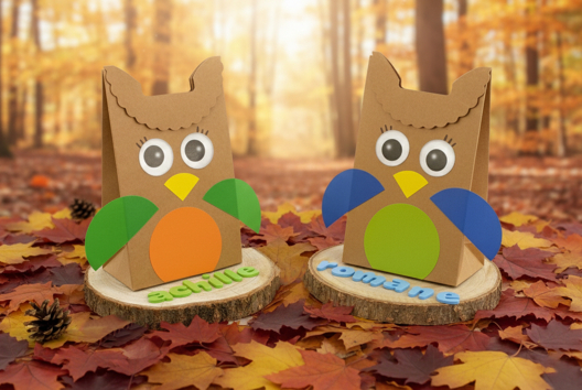 mini búho de papel kraft - Actividades manuales Otoño - 10doigts.fr