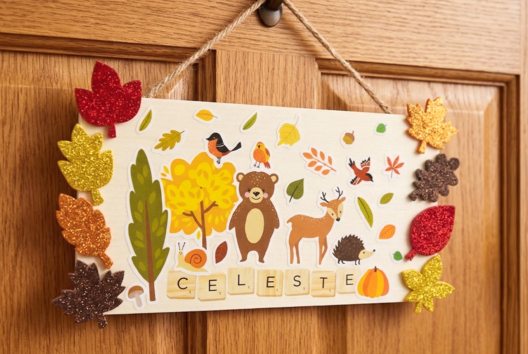plaque de porte enfants DIY automne - Actividades manuales Otoño - 10doigts.fr