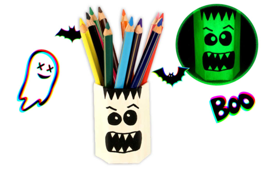portalápices fantasma - Actividades manuales Halloween - 10doigts.fr