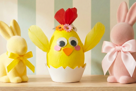 Poussin et sa couronne de fleurs - 1 - DIY Easter Crafts - 10doigts.com - DIY Easter Crafts - 10doigts.fr