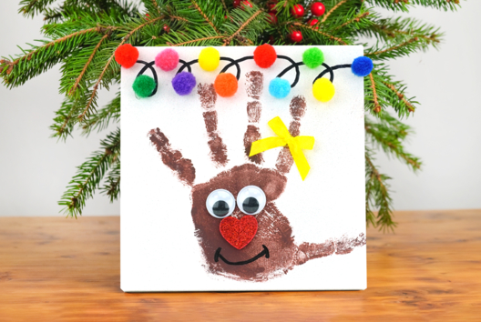 reno navideño huella de mano niño - Actividades manuales personajes de Navidad - 10doigts.fr