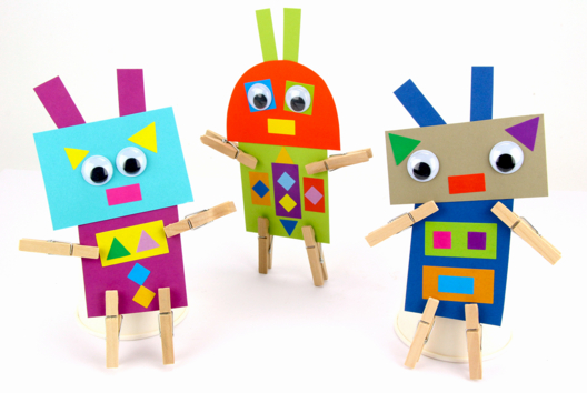 Funny Paper Robots - 1 - Funny Characters Craft Activities: Inventing Faces and Stories - 10doigts.com - Funny Characters Craft Activities: Inventing Faces and Stories - 10doigts.fr