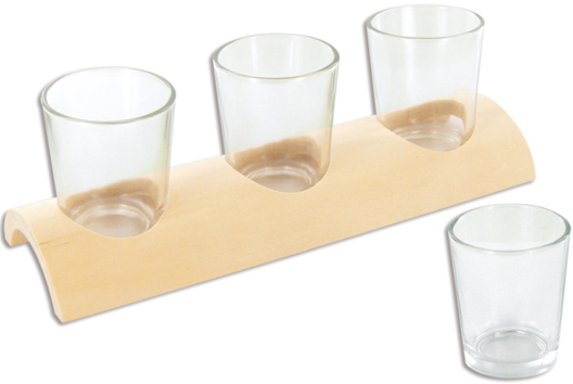 Conjunto de 3 verrinas de vidrio con soporte de madera en media luna - Actividades manuales Deco casa DIY - 10doigts.fr - 2