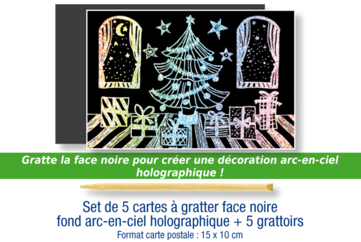 Set of 5 Scratch Cards with Black Surface and Holographic Rainbow Background + 5 Scratch Tools - 1 - Rainbow Crafts: Creative Tutorials for All Ages - 10doigts.com - Rainbow Crafts: Creative Tutorials for All Ages - 10doigts.fr - 2