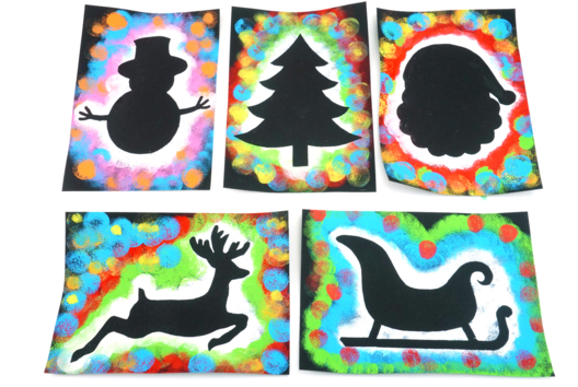 Silhouette Noel Tampon Peinture Enfant - Christmas Craft Activities - 10doigts.fr