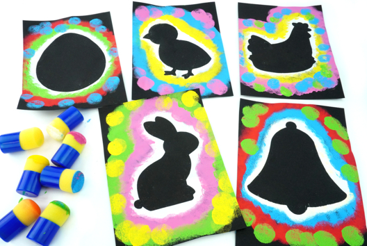 Silhouette Pascua Sello pintura - Actividades manuales DIY Pascua - 10doigts.fr