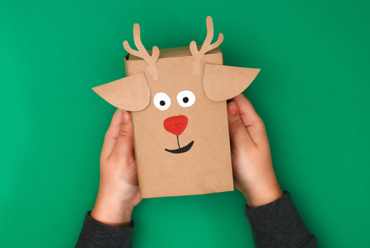 cabeza de reno - Actividades manuales envolturas creativas de regalos de Navidad - 10doigts.fr