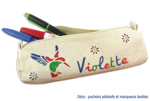 Natural cotton pouch with zip closure: decorative idea - Craft Activities for Sewing and Knitting - 10doigts.fr