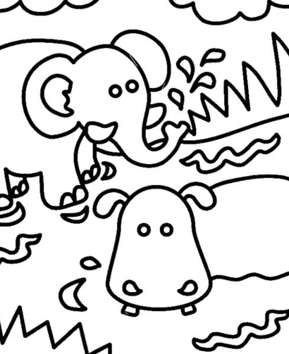 Elefante y hipopótamo 01 - 10doigts.fr