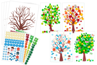 4 Seasons Kit - 4 Tree Cards + Stickers - 1 - Educational Stickers - 10doigts.com - Educational Stickers - 10doigts.fr