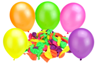 Round Balloons, Fluorescent Colors - 100 Pieces - 1 - Balloons, garlands, streamers - 10doigts.com - Balloons, garlands, streamers - 10doigts.fr