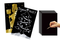 Scratch Cards, Metallic Background (Gold, Silver) - 4 Cards - 1 - Scratch and Punch Cards - 10doigts.com - Scratch and Punch Cards - 10doigts.fr