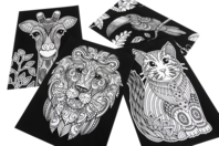 Laminas de terciopelo para colorear animales - Formas y dibujos para colorear - 10doigts.fr