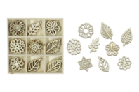 Wooden Flowers and Leaves - 45 Pieces - 1 - Raw Wood Decor - 10doigts.com - Raw Wood Decor - 10doigts.fr