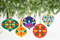 Kit bolas de Navidad para decorar + gomets - 6 bolas - Kits creativos de Navidad para los niños - 10doigts.fr