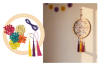 Dreamcatcher Kit with Beads and Pom Poms - 6 Pieces - 1 - Wooden Decorative Suspensions - 10doigts.com - Dreamcatcher Kits - 10doigts.fr