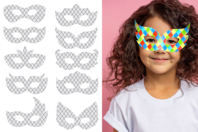 Harlequin Wolf Coloring Masks - 10 Designs - 1 - Creative Masks for Kids - 10doigts.com - Creative Masks for Kids - 10doigts.fr