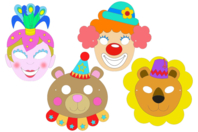 Circus Masks in Sturdy Card - 4 Pieces - 1 - Carnival Masks - 10doigts.com - Carnival Masks - 10doigts.fr