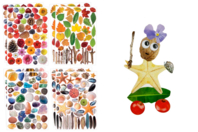 Maxi set de 386 gommettes Nature - Gomets Flores, Frutas y Verduras - 10doigts.fr