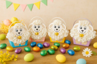 Paper Crumpled Sheep Basket Kits - 4 Pieces - 1 - Easter Baskets - 10doigts.com - Easter Baskets - 10doigts.fr