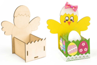 Panier poussin de Pâques en bois gravé à monter - Easter Baskets - 10doigts.fr
