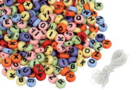 Colored Background Black Alphabet Beads - 300 Beads - 1 - Message Jewelry - 10doigts.com - Message Jewelry - 10doigts.fr