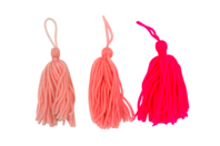 Set de 3 pompones largos de lana camaïeu rosa - Pompones para manualidades creativas - 10doigts.fr