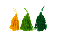 Set de 3 pompones largos de lana camaïeu verde y amarillo - Pompones para manualidades creativas - 10doigts.fr