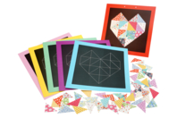 Cuadros corazones "patchwork" - 6 cuadros - Kits creativos en Papel - 10doigts.fr