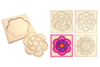 Cuadros flores de madera - 4 unidads - Puzzles - 10doigts.fr