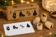 Wooden Christmas Stamps - 4 Matching Designs - Christmas Stencils and Stamps - 10doigts.fr