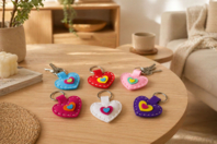 Kit llavero corazones fieltro - 6 unidads - Kits Mercería - 10doigts.fr