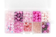 Valisette de 200 perles - Camaieu rose - Abalorios Acrílicos - 10doigts.fr