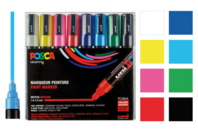Posca PC5M medium chisel tip (1.8 to 2.5 mm) - 8 bright colors - POSCA Markers - 10doigts.fr