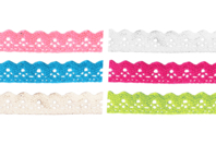 Cintas de encaje adhesivo, 6 rollos de 1 m -colores surtidos - Lazos y cintas - 10doigts.fr