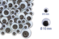 Ojos móviles negros: Ø 5 mm (x 20) y 1 cm (x 20) - 40 ojos - Ojos móviles - 10doigts.fr