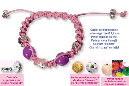 Shamballa with metal beads embedded with diamond rhinestones and wooden beads - 0 - Handicrafts for Creating Your Jewelry - 10doigts.com - Handicrafts for Creating Your Jewelry – 10doigts.fr