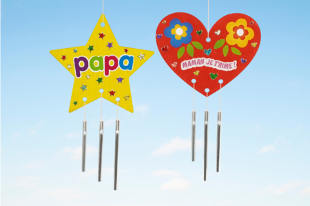2 Carillones de madera corazón y estrella - Carillones de viento – 10doigts.fr