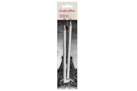 2 White Pastel Crayons - Conté Paris - Pastels Beaux Arts – 10doigts.fr