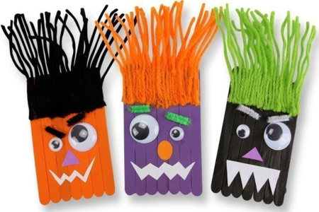 Monstruos divertidos en palitos de helado de madera - Actividades manuales Halloween – 10doigts.fr