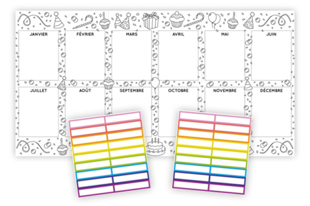 Giant Birthday Calendar to Color - 2 - Calendars - 10doigts.com - Calendars – 10doigts.fr