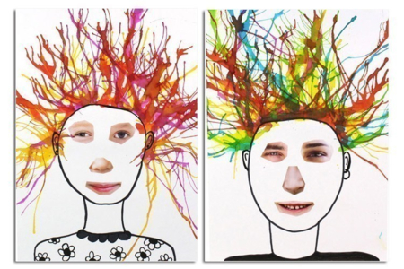 Funny Portraits with the Blown Ink Technique - 3 - Craft Activities Painting: Creations for All Ages and All Desires - 10doigts.com - Craft Activities Painting: Creations for All Ages and All Desires – 10doigts.fr