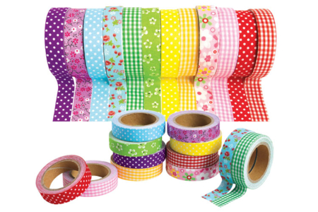 Cinta de tela - set de 12 rollos - Adhesivos coloridos y Masking tape – 10doigts.fr