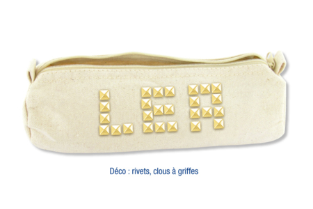 Estuche de algodón natural con cierre de cremallera + clavos de garra - Algodón, lino - Textiles – 10doigts.fr