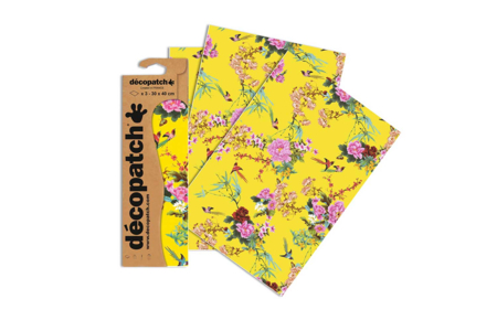 3 hojas de decopatch amarillas - Papel DECOPATCH – 10doigts.fr