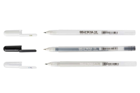 3 Bolígrafos de Gel Sakura Gelly Roll — Negro, Blanco y Brillante - Feutres calibrés et fineliners pour le dessin de précision – 10doigts.fr